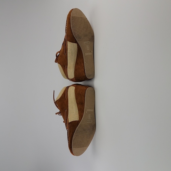 Camel Bamboo Ankle Wedge Booties  Size 5.5 - Vegan Leather Boots - Picture 5 of 5